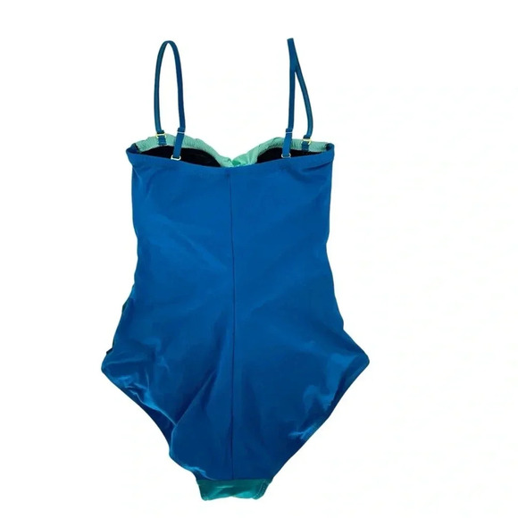 Gottex teal ombré one piece removable straps bandeau strapless bathing suit - Picture 2 of 7